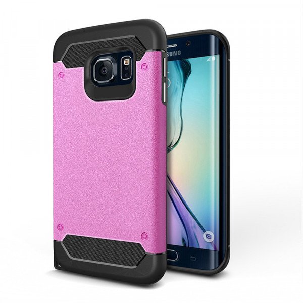 Wholesale Samsung Galaxy S6 Edge Iron Armor Hybrid Case (Hot Pink)